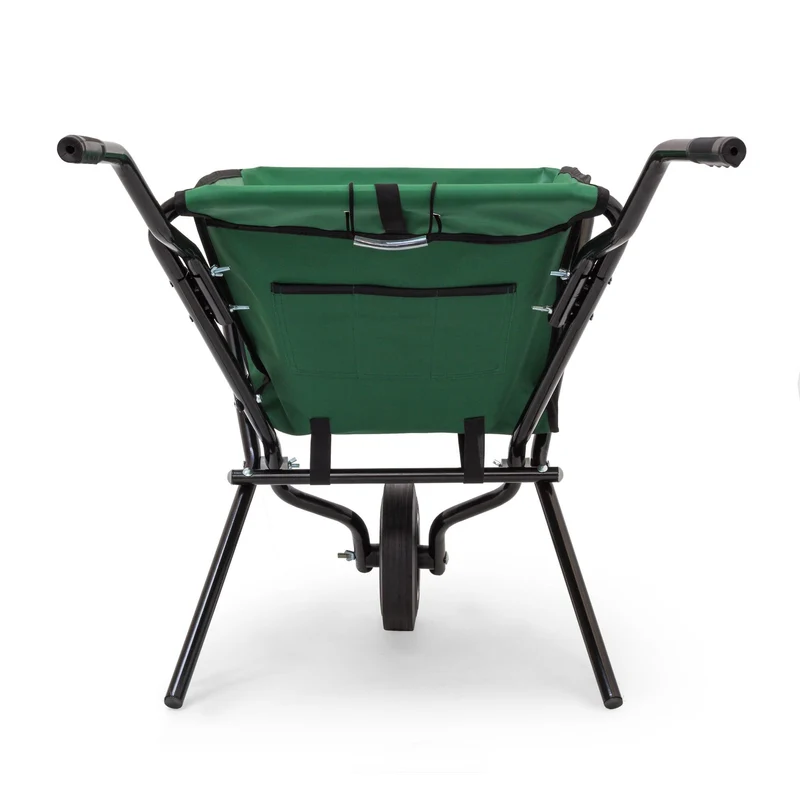 Brouette pliante de jardin transportable capacité 56 litres charge 30 kg en toile verte 13_0003270