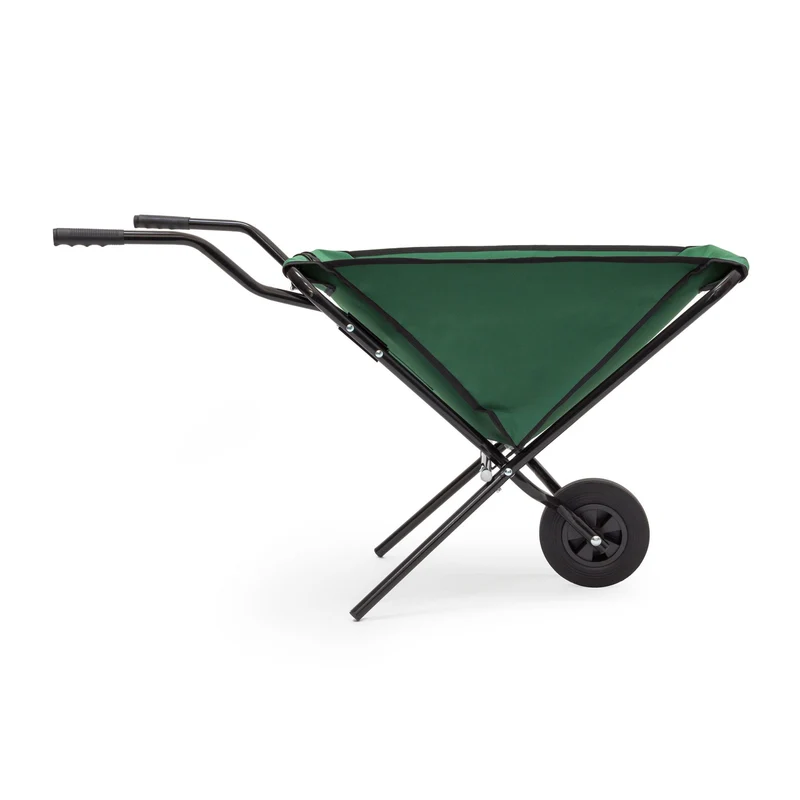 Brouette pliante de jardin transportable capacité 56 litres charge 30 kg en toile verte 13_0003270
