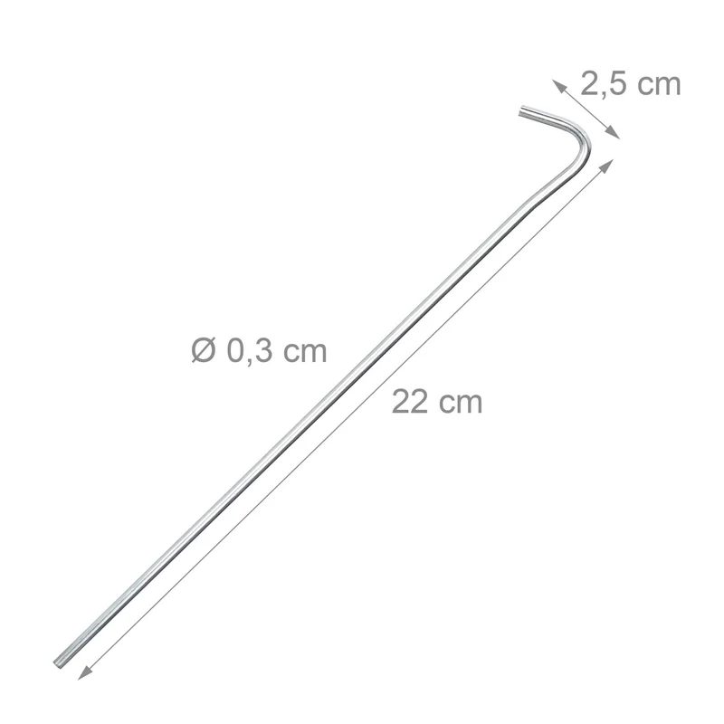 Lot de 20 piquets de tente en acier pour camping et jardin ancrage solide résistant au vent 22 x 2,5 x 0,3 cm en acier noir 13_0003971