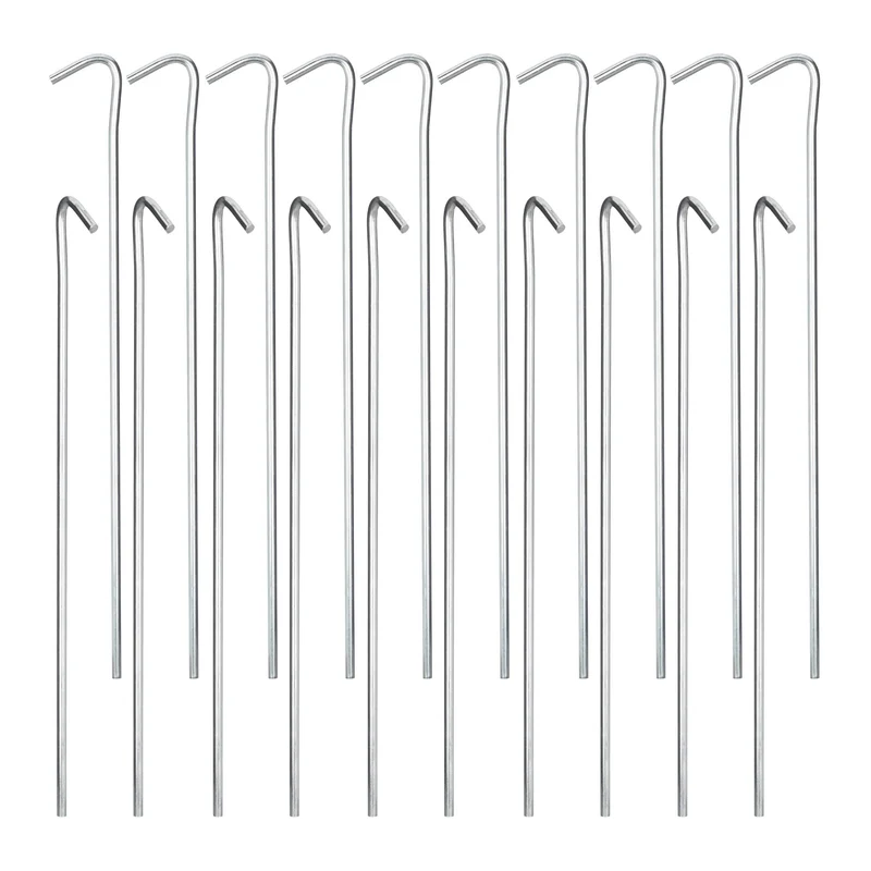Lot de 20 piquets de tente en acier pour camping et jardin ancrage solide résistant au vent 22 x 2,5 x 0,3 cm en acier noir 13_0003971