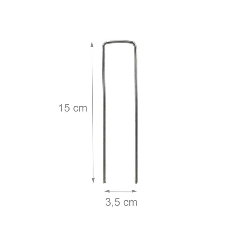 Lot de 25 piquets de fixation jardin ancrage polyvalent 15 x 3,5 cm en acier galvanisé gris 13_0003854
