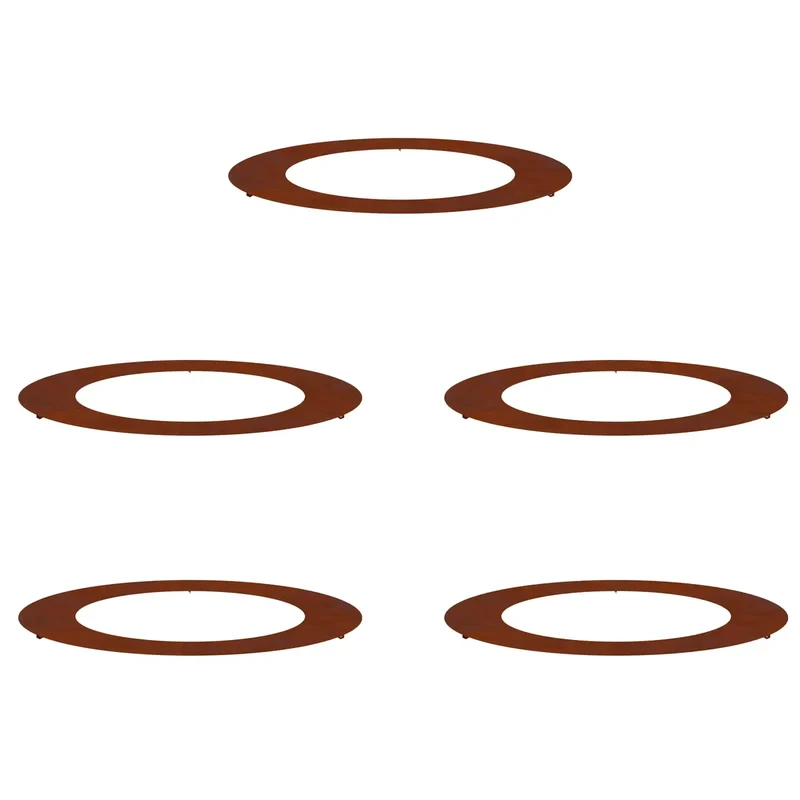 Lot de 5 anneaux d'arbre plats moderne extérieur 90 x 90 cm protection style chic en acier patiné marron 02_0052340