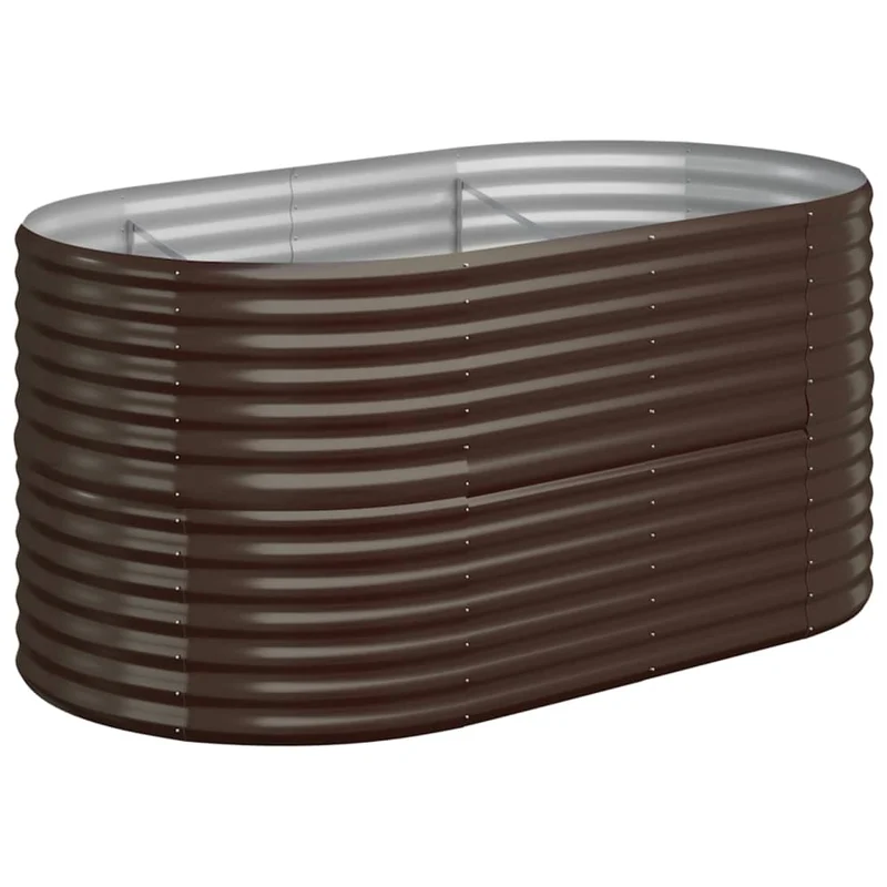 Jardinière bac lit surélevé plantes fleurs terrasse jardin de jardin acier enduit de poudre marron 02_0039503