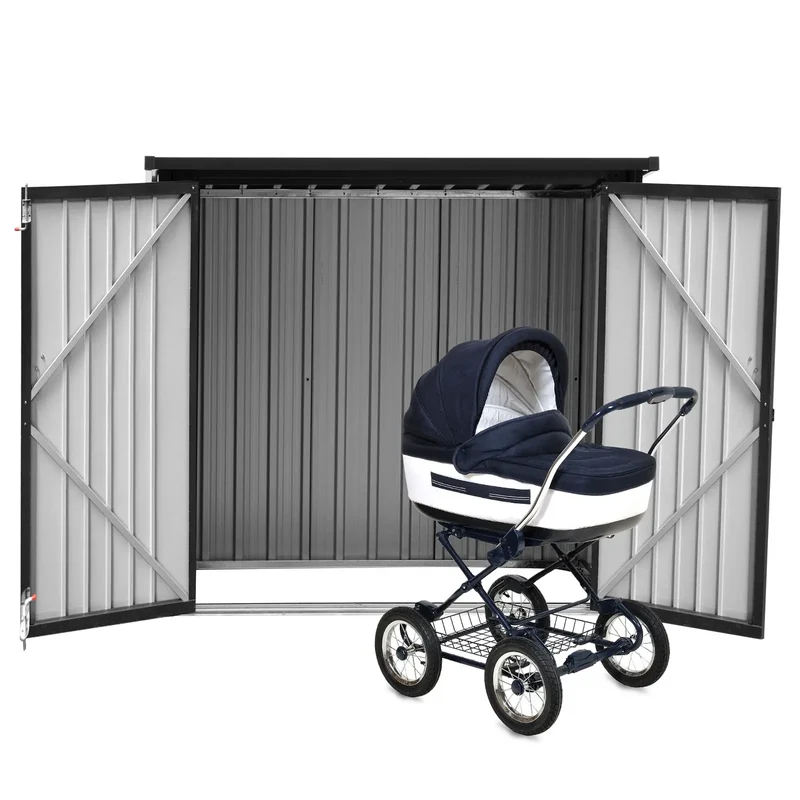 Abri de jardin cabane cabanon en métal 145 x 86 x 135 cm acier inoxydable acier galvanisé noir 14_0008107