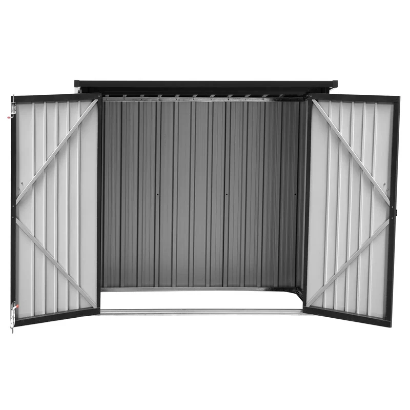 Abri de jardin cabane cabanon en métal 145 x 86 x 135 cm acier inoxydable acier galvanisé noir 14_0008107