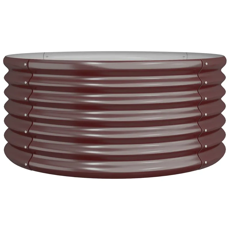 Lot de 2 jardinières de jardin ronde acier galvanisé grande profondeur 80 x 80 x 36 cm en acier marron 02_0046559