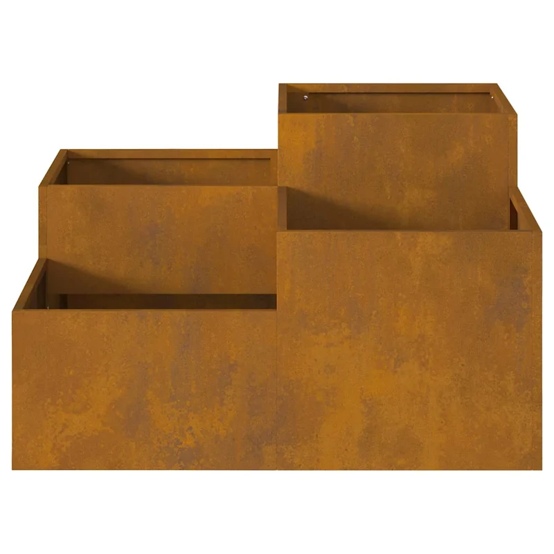Jardinier rectangulaire moderne 80 x 80 x 48 cm fonctionnel durable en acier rouillé 02_0052060