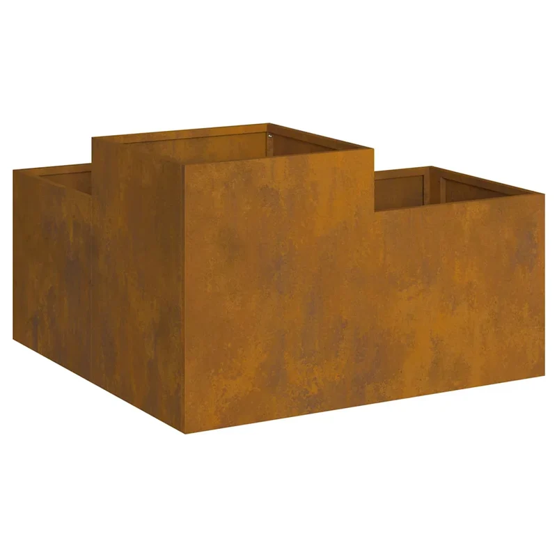 Jardinier rectangulaire moderne 80 x 80 x 48 cm fonctionnel durable en acier rouillé 02_0052060