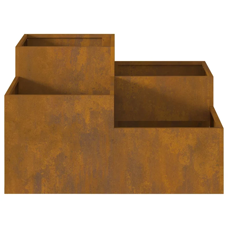 Jardinier rectangulaire moderne 80 x 80 x 48 cm fonctionnel durable en acier rouillé 02_0052060