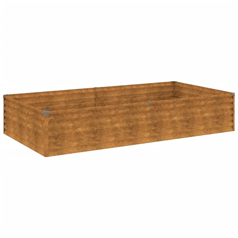Jardinière bac lit surélevé plantes fleurs terrasse jardin de jardin 195 x 100 x 36 cm acier corten marron 02_0039387