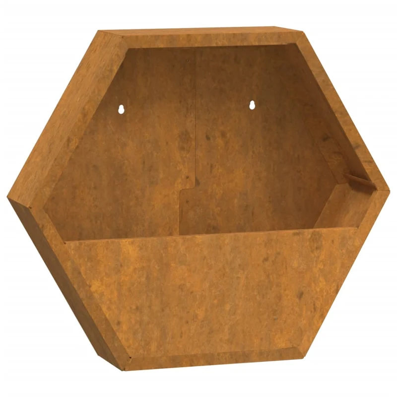 Jardinière bac lit surélevé plantes fleurs jardin terrasses murales lot de 2 Rouillé acier corten 46 x 10 x 40 cm marron 02_0039117