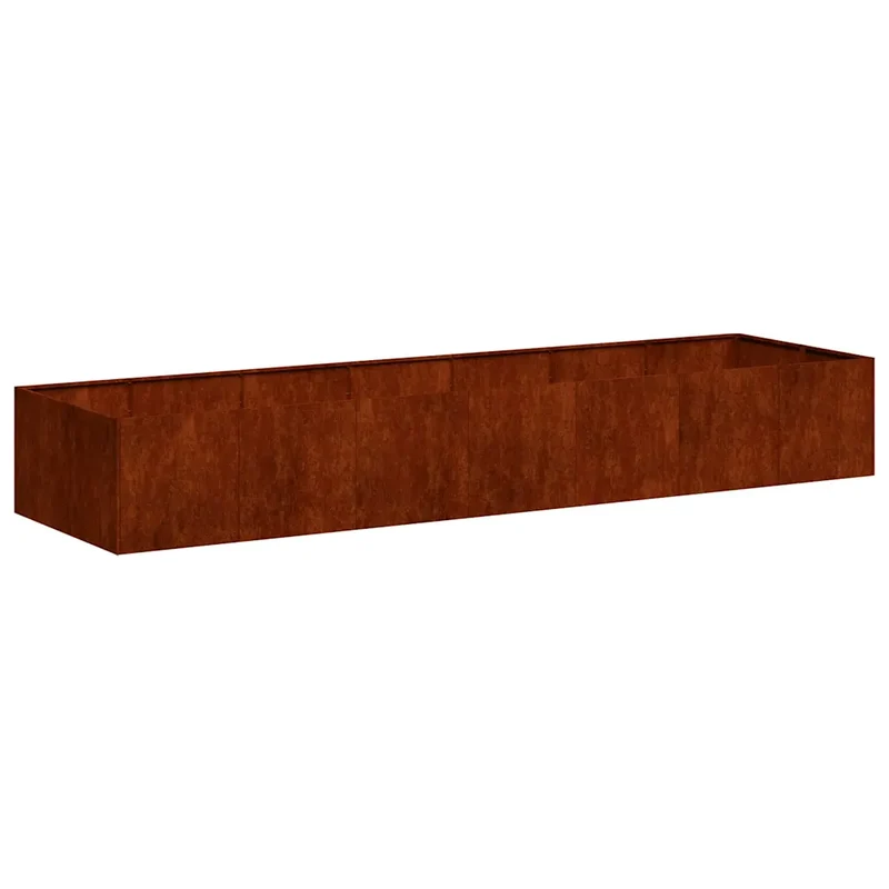 Jardinière extérieure style moderne profonde 280 x 80 x 40 cm avec drainage efficace en acier rouillé 02_0051548