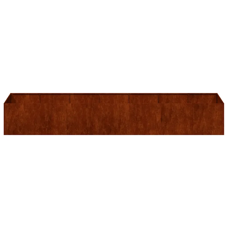 Jardinière extérieure style moderne profonde 280 x 80 x 40 cm avec drainage efficace en acier rouillé 02_0051548