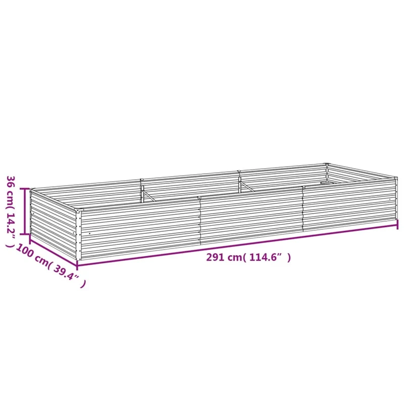 Jardinière bac lit surélevé plantes fleurs terrasse jardin de jardin 291 x 100 x 36 cm acier corten marron 02_0039425