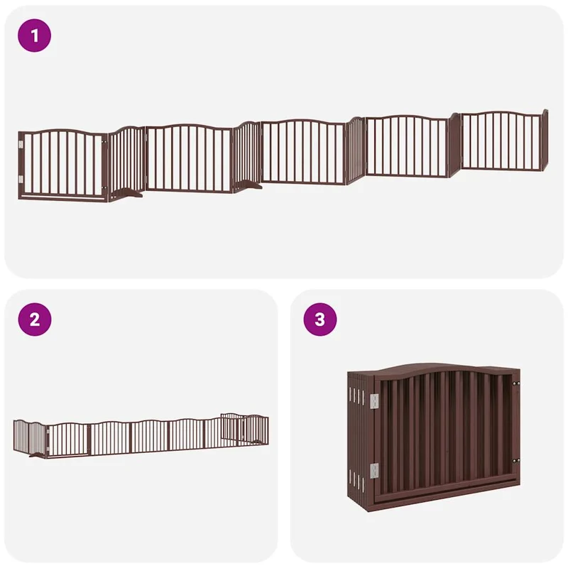 Barrière de sécurité pour chien animaux de compagnie porte pliable 10 panneaux bois de peuplier marron 02_0023099