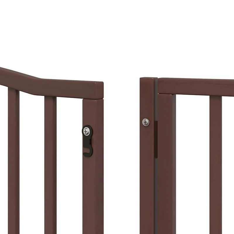Barrière de sécurité pour chien animaux de compagnie porte pliable 10 panneaux bois de peuplier marron 02_0023099