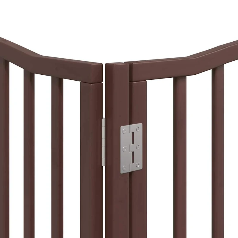 Barrière de sécurité pour chien animaux de compagnie porte pliable 10 panneaux bois de peuplier marron 02_0023099