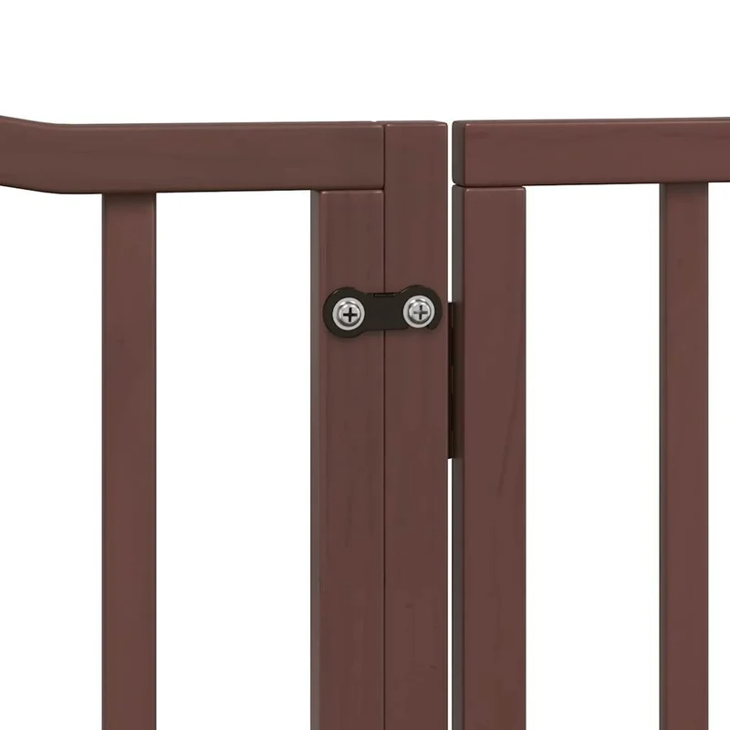 Barrière de sécurité pour chien animaux de compagnies avec porte 4 panneaux bois de peuplier marron 02_0023304