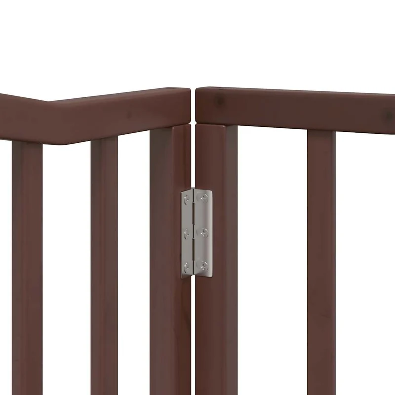 Barrière de sécurité pour chien animaux de compagnies avec porte 4 panneaux bois de peuplier marron 02_0023304