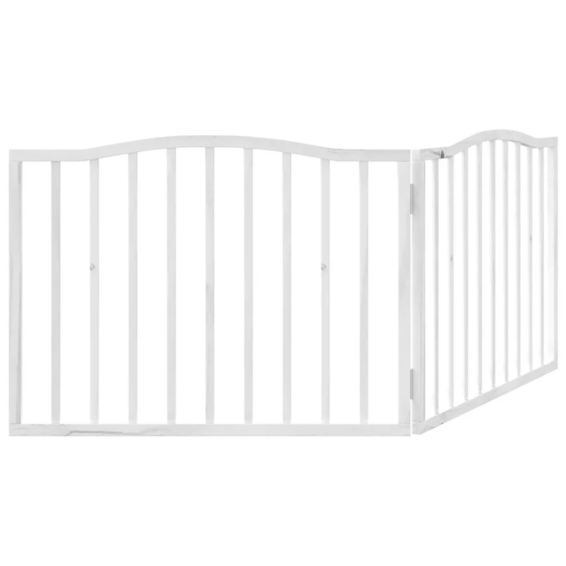 Barrière de sécurité pour chien animaux de compagnie pliable 2 panneaux 160 cm bois de peuplier blanc 02_0023037