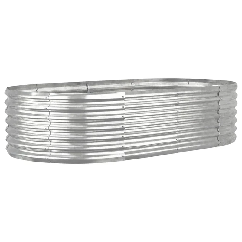Jardinière bac lit surélevé plantes fleurs terrasse jardin de jardin acier enduit de poudre argenté argent 02_0039716