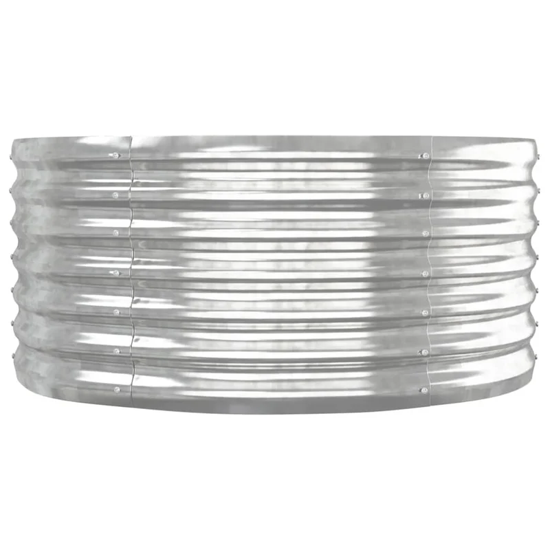 Jardinière bac lit surélevé plantes fleurs terrasse jardin de jardin acier enduit de poudre argenté argent 02_0039716