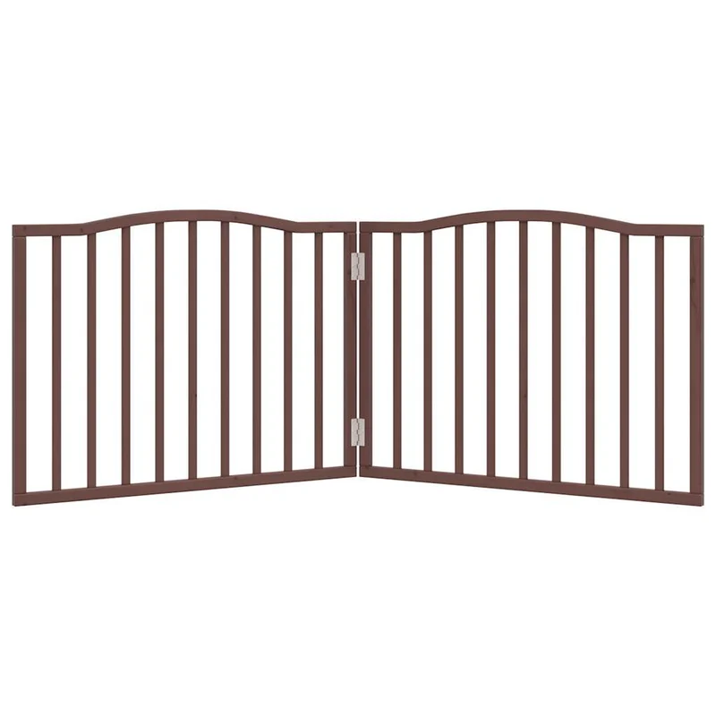 Barrière de sécurité pour chien animaux de compagnie pliable 2 panneaux 160 cm bois de peuplier marron 02_0023047