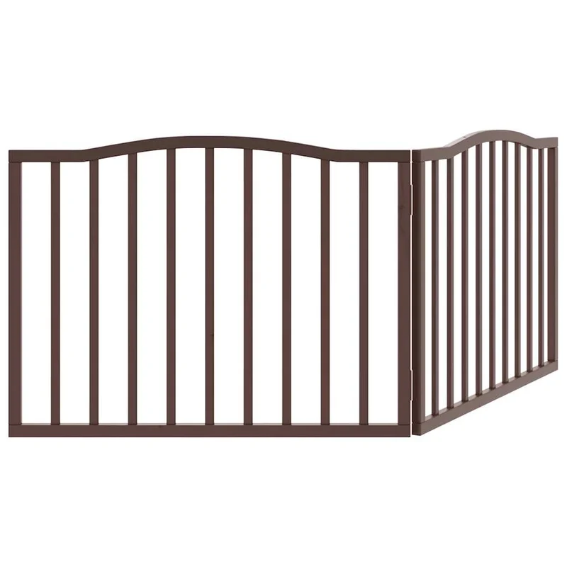 Barrière de sécurité pour chien animaux de compagnie pliable 2 panneaux 160 cm bois de peuplier marron 02_0023047