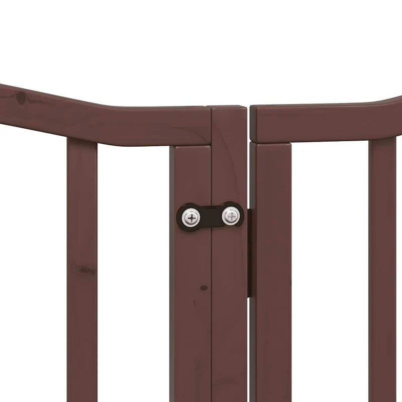 Barrière de sécurité pour chien animaux de compagnie porte pliable 12 panneaux bois de peuplier marron 02_0023169