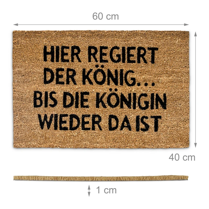 Paillasson décoratif humoristique entrée 75 x 45 cm antidérapant style moderne en coco marron 13_0003194