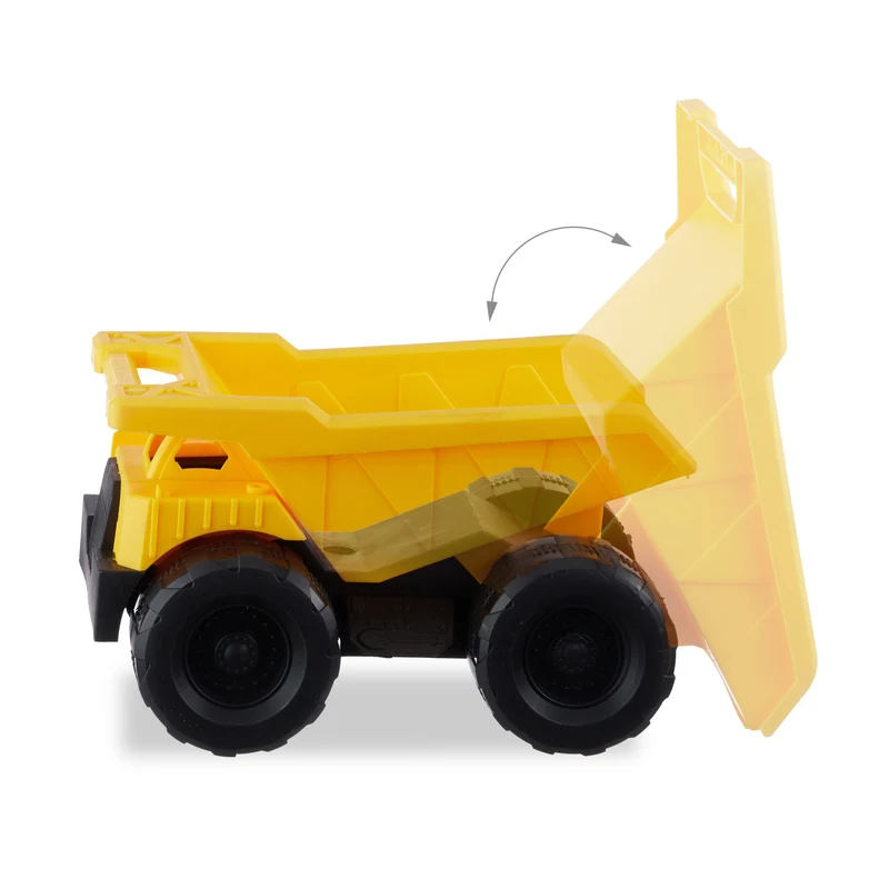 Lot de 3 jouets véhicules de chantier colorés bac à sable 30 x 10 x 10 cm en plastique jaune 13_0003987