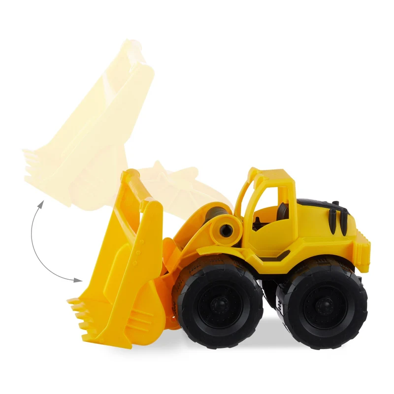 Lot de 3 jouets véhicules de chantier colorés bac à sable 30 x 10 x 10 cm en plastique jaune 13_0003987