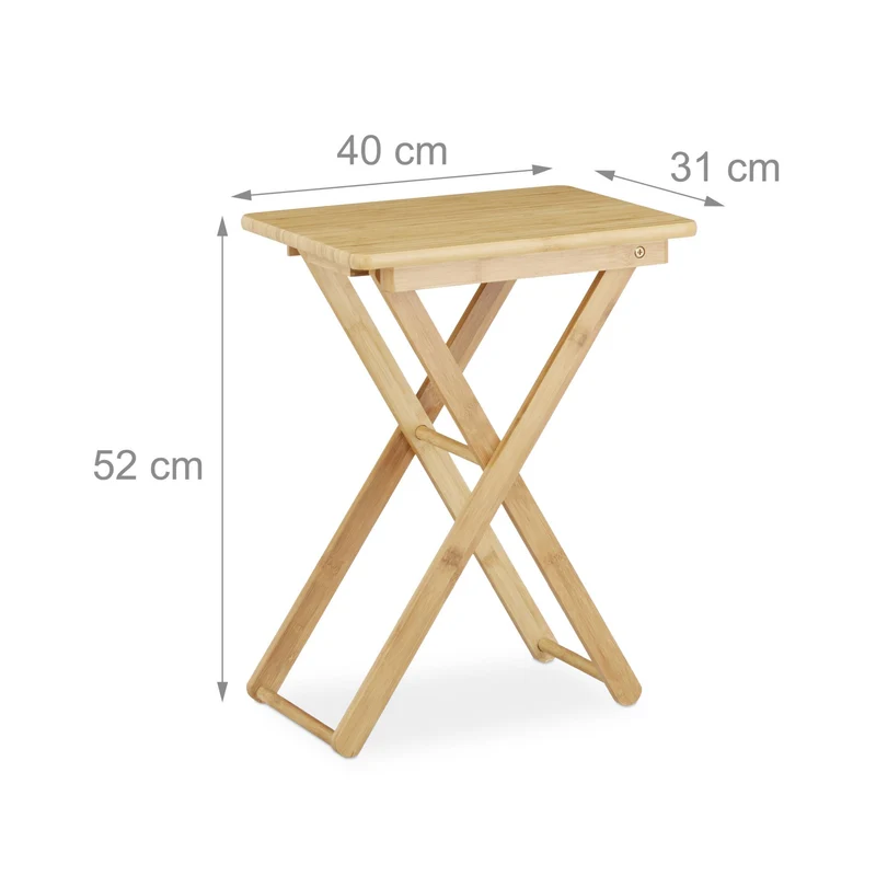 Table d'appoint pliable moderne 70 x 50 x 50 cm gain de place intérieur extérieur en bambou naturel 13_0003335