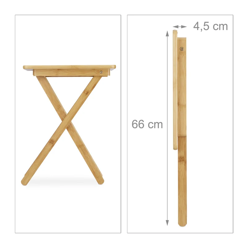 Table d'appoint pliable moderne 70 x 50 x 50 cm gain de place intérieur extérieur en bambou naturel 13_0003335