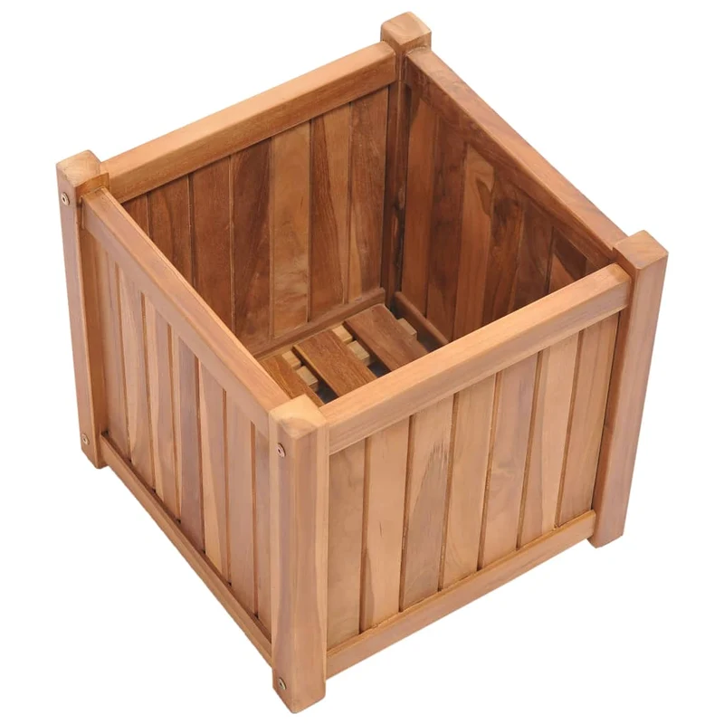 Jardinière bac lit surélevé plantes fleurs terrasse jardin 40 x 40 x 40 cm bois de teck solide marron 02_0039230