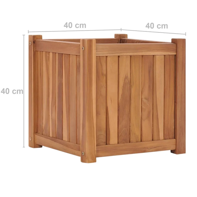 Jardinière bac lit surélevé plantes fleurs terrasse jardin 40 x 40 x 40 cm bois de teck solide marron 02_0039230