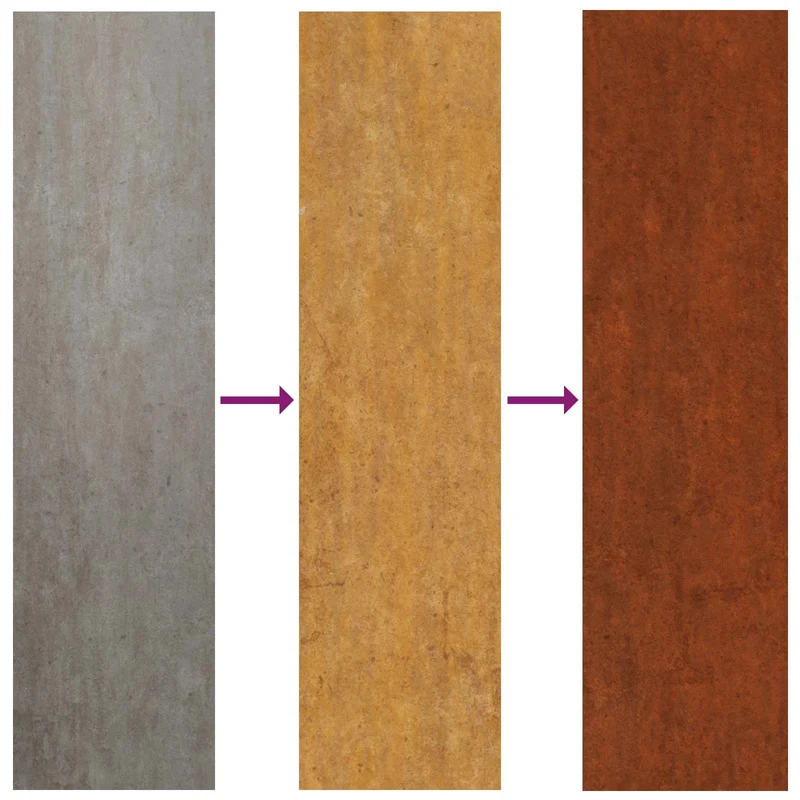 Lot de 5 anneaux de jardinière extérieure 80 x 80 x 20 cm design épuré chic en acier patiné marron 02_0052264