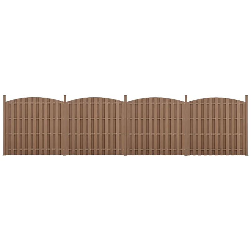 4 pièces de clôture barrière brise vue brise vent bois composite WPC demi-cercle arrondi 185 x 747 cm brun 03_0000228