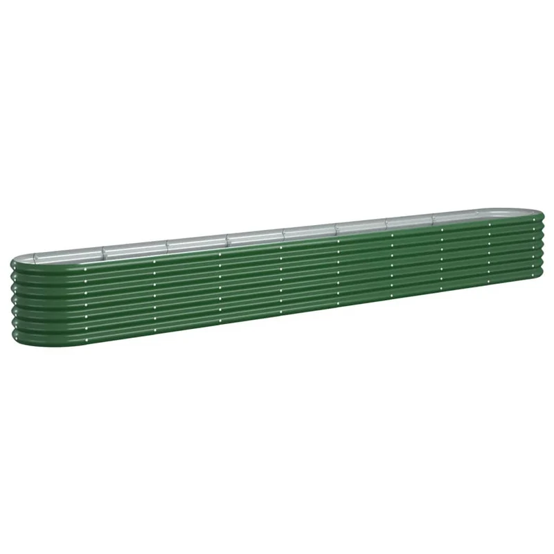 Jardinière bac lit surélevé plantes fleurs terrasse jardin de jardin acier enduit de poudre 332 x 40 x 36 cm vert 02_0039635