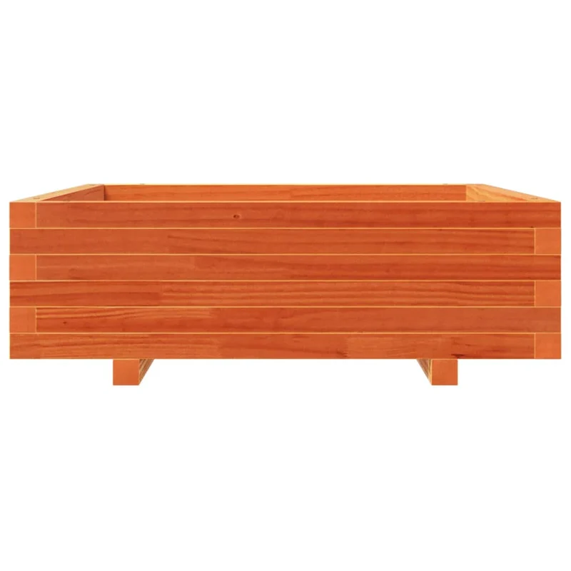 Jardinière bac lit surélevé plantes fleurs terrasse jardin cire 80 x 80 x 26,5 cm bois de pin massif marron 02_0038500