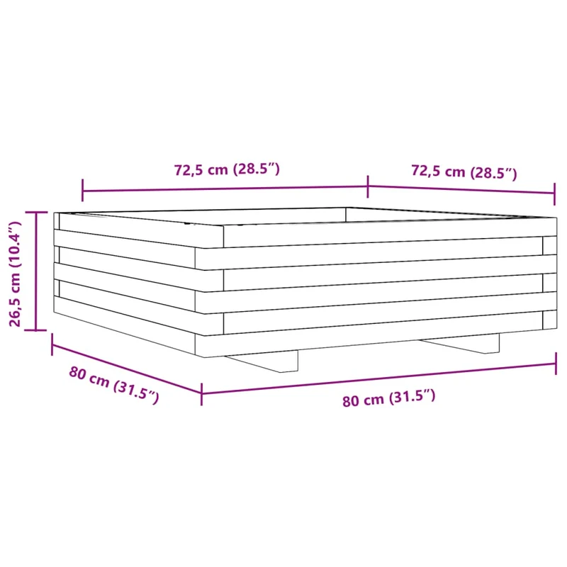 Jardinière bac lit surélevé plantes fleurs terrasse jardin cire 80 x 80 x 26,5 cm bois de pin massif marron 02_0038500