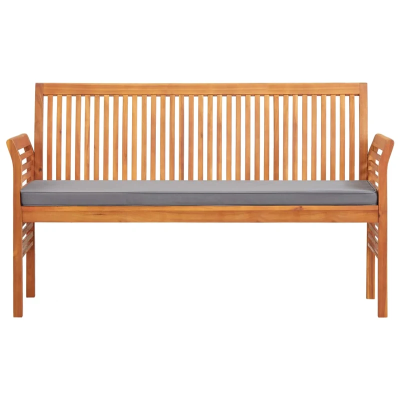 Banc de jardin meuble de patio d'extérieur terrasse 3 places avec coussin 150 x 60 x 90 cm bois d'acacia massif 02_0011316