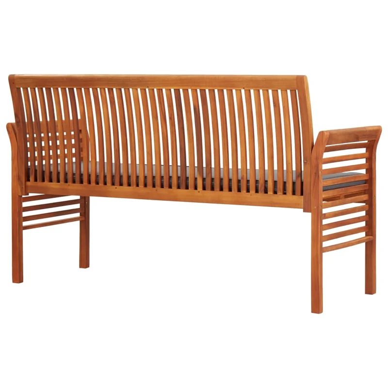 Banc de jardin meuble de patio d'extérieur terrasse 3 places avec coussin 150 x 60 x 90 cm bois d'acacia massif 02_0011316