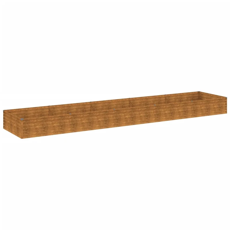 Jardinière bac lit surélevé plantes fleurs terrasse jardin de jardin 482 x 100 x 36 cm acier corten marron 02_0039454