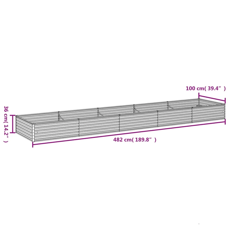 Jardinière bac lit surélevé plantes fleurs terrasse jardin de jardin 482 x 100 x 36 cm acier corten marron 02_0039454