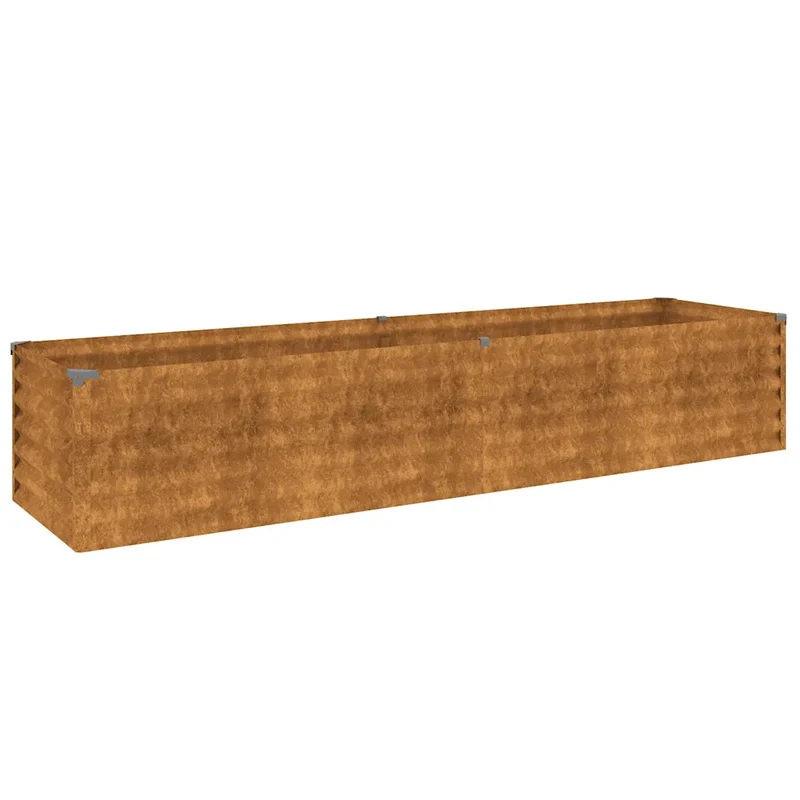 Jardinière surélevée pour balcon jardin 194 x 50 x 36 cm robuste décorative en acier corten 02_0046126