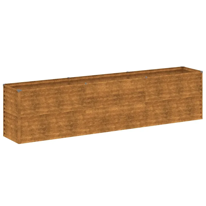 Jardinière surélevée moderne décorative jardin balcon 291 x 50 x 69 cm en acier corten rouillé 02_0046135