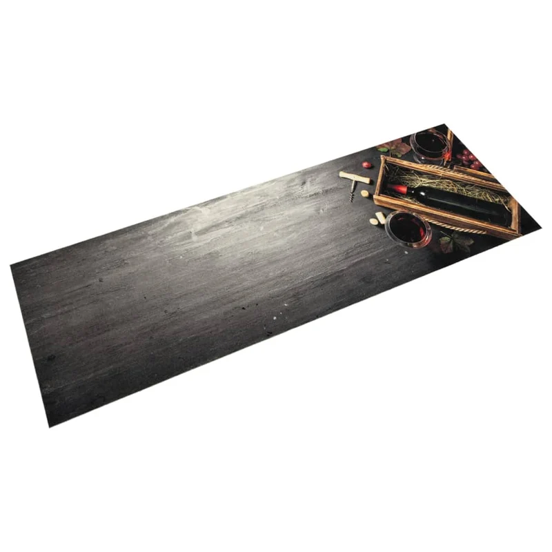 Tapis de cuisine élégant rectangulaire 150 x 45 cm lavable en machine antidérapant en velours bleu 02_0056441