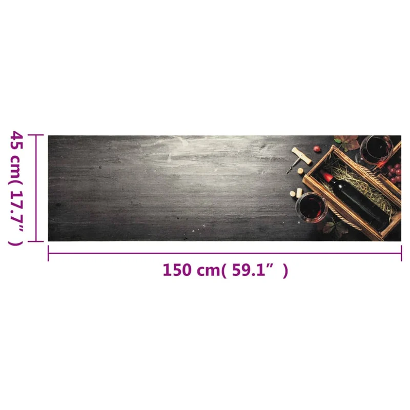 Tapis de cuisine élégant rectangulaire 150 x 45 cm lavable en machine antidérapant en velours bleu 02_0056441