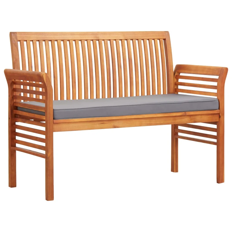 Banc de jardin meuble de patio d'extérieur terrasse 2 places avec coussin 120 x 60 x 90 cm bois d'acacia massif 02_0011286